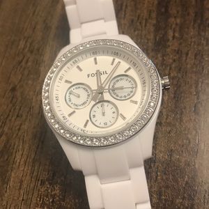 Fossil white and silver watch